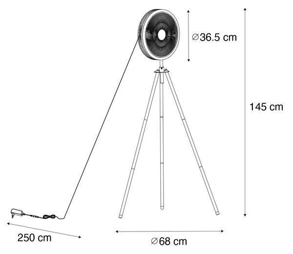 Stojalo za talni ventilator vklj. LED 3-stopenjsko zatemnitev - Meric