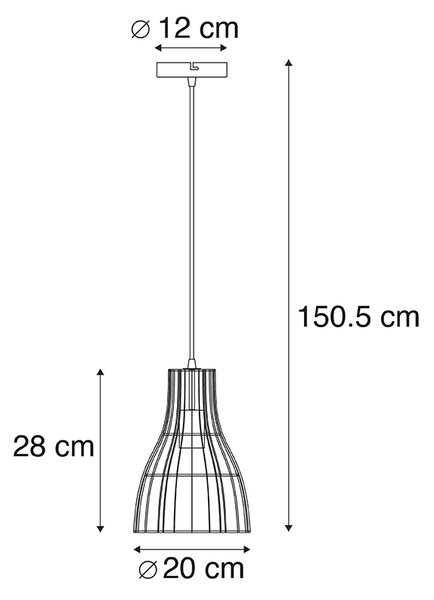 Podeželska viseča svetilka iz ratana 20 cm - Botello