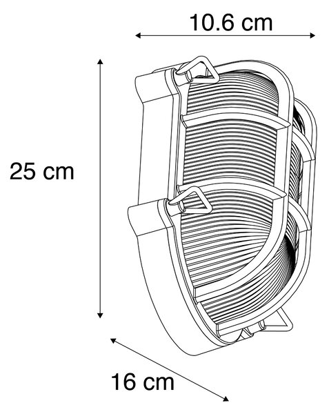 Stenska in stropna svetilka zlata / medenina oval IP44 - Noutica