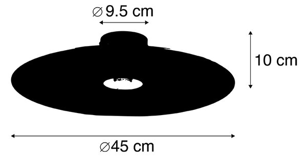 Stropna svetilka črna ravno senčilo črna 45 cm - Combi