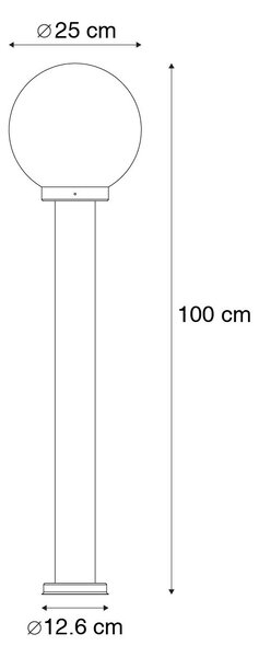 Stoječa zunanja svetilka črna s prozorno kroglo 100 cm IP44 - Sfera