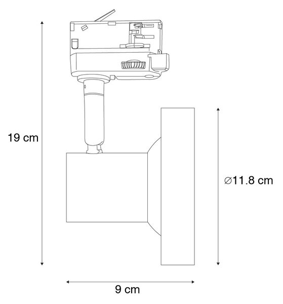 Moderni tračni reflektor črne barve za 3-fazno tirnico GU10 111 mm - 3-fazni Jeany