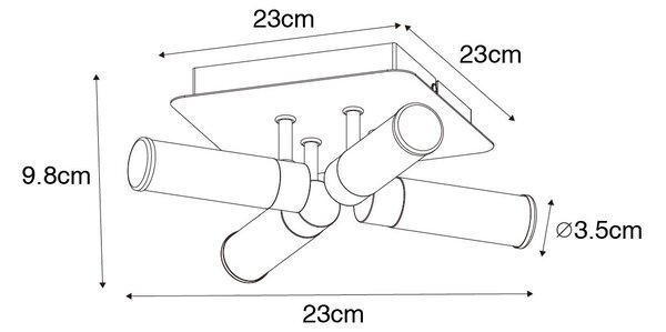 Moderna kopalniška stropna svetilka črna 4-svetlobna IP44 - Bath