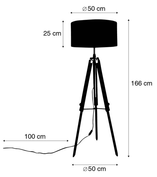 Vintage talna svetilka iz medenine z belim senčnikom 50 cm stativ - Cortin