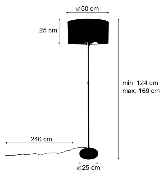 Stoječa svetilka nastavljiva bronasta s senčnikom svetlo siva 50 cm - Parte