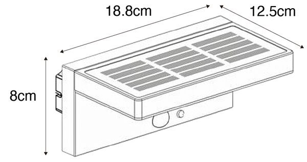 Zunanja stenska svetilka temno siva z LED in solarom - Sunnie