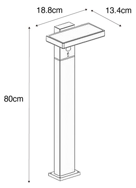 Zunanji steber temno siv 80 cm z LED in kratkimi lučmi na solar - Sunnie