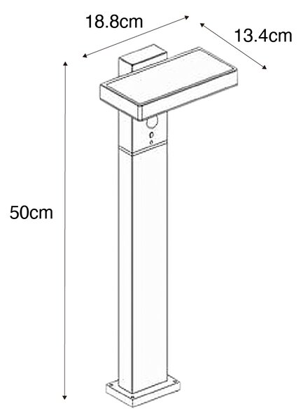 Zunanji stebriček temno siv 50 cm z LED in solarom - Sunnie