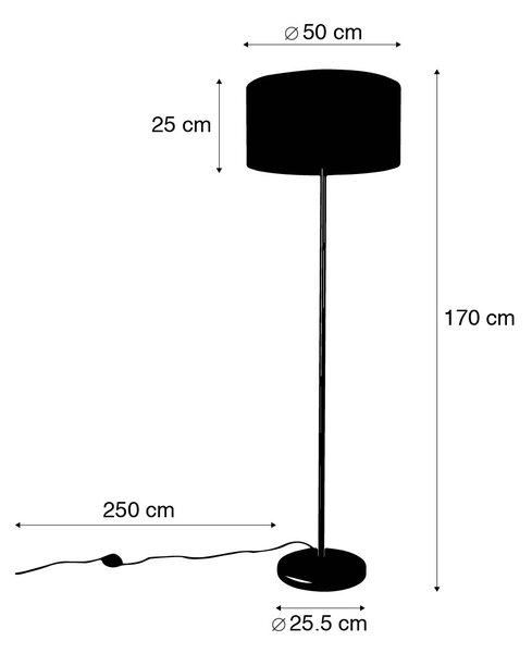 Stoječa svetilka črna s senčnikom svetlo rjava 50 cm - Simplo