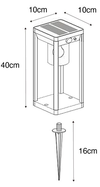 Zunanji stebriček temno siv 40 cm z LED in solarom - Sonne
