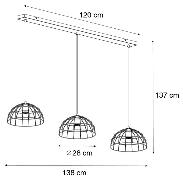 Industrijska viseča svetilka črna 3 luči - Hanze