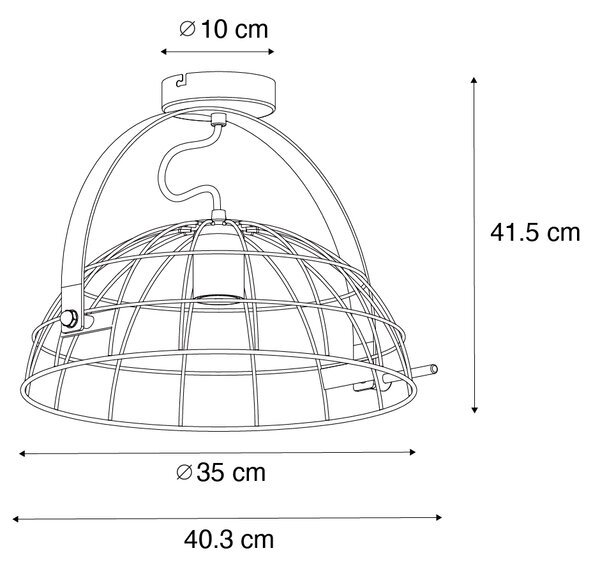 Industrijska stropna svetilka črna 35 cm nastavljiva - Hanze