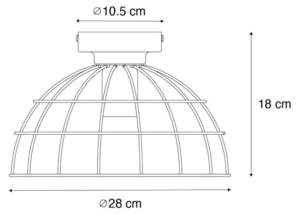 Industrijska stropna svetilka črna 28 cm - Hanze