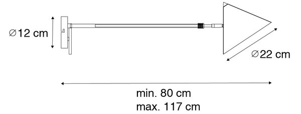Dizajnerska stenska svetilka črna nastavljiva - Triangolo