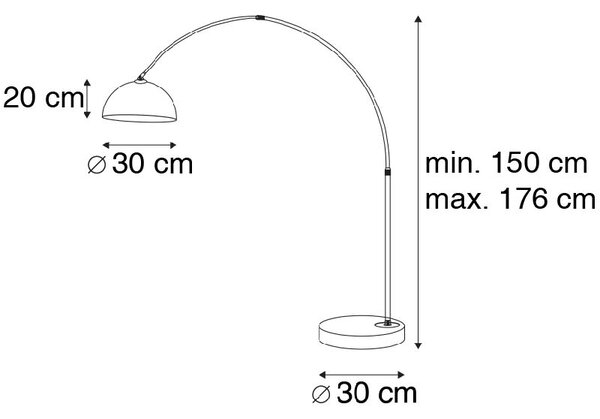 Moderna obločna svetilka kromirana z belim senčnikom - Arc Basic