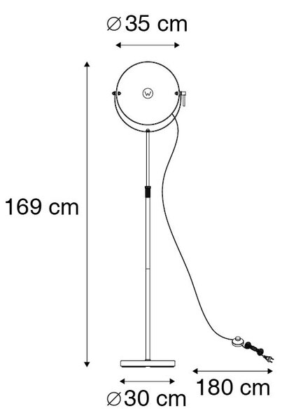 Stoječa svetilka črna z zlatom 35 cm nastavljiva - Magnax