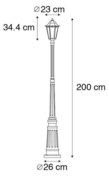 Klasična zunanja svetilka črna 200 cm IP44 - Havana