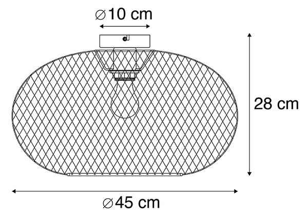 Moderna stropna svetilka črna 45 cm - Mesh Ball