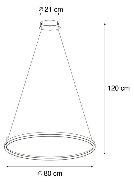 Pametna viseča svetilka črna 80 cm z LED in RGBW - Girello