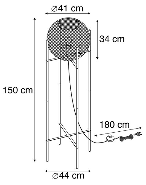 Moderna talna svetilka črna - Mesh Ball