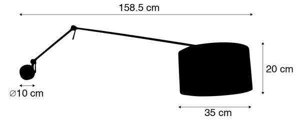 Stenska svetilka črna z velur senčnikom taupe 35 cm nastavljiva - Blitz