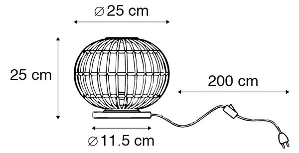 Podeželska namizna svetilka bambus 25 cm - Canna