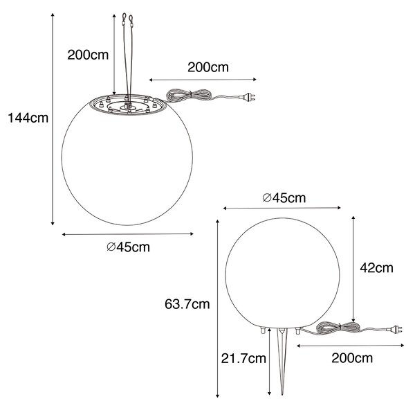 Moderna zunanja viseča svetilka bela 45 cm IP65 - Nura