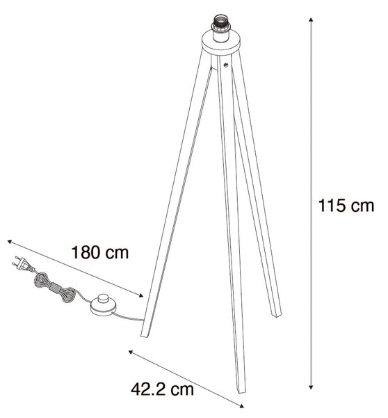 Podeželska stoječa svetilka trinožnik iz orehovega lesa - Tripod Classic