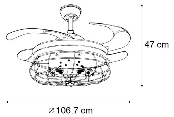 Črn stropni ventilator z daljinskim upravljalnikom 5 luči - Gaiola