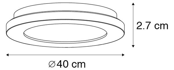 Stropna svetilka črna 40 cm, vključno s 3-stopenjsko LED zatemnitvijo IP44 - Steve