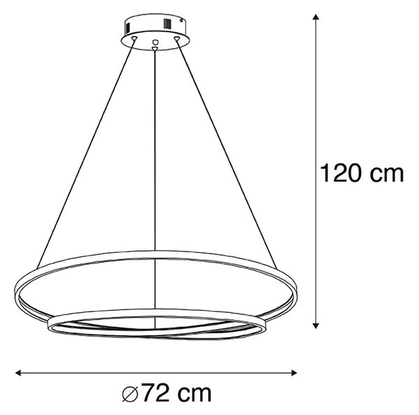 Dizajn viseča svetilka zlata 72 cm z LED zatemnitvijo - Rowan