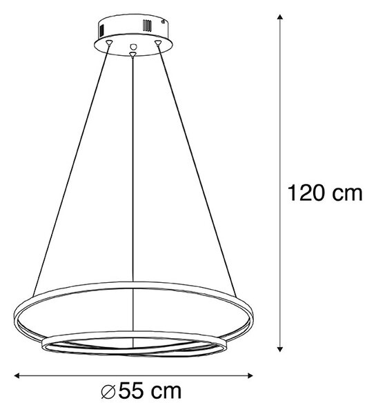 Dizajn viseča svetilka zlata 55 cm z LED zatemnitvijo - Rowan