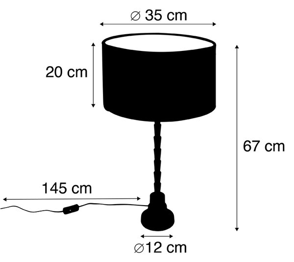 Art deco namizna svetilka z žametnim odtenkom črna 35 cm - Pisos