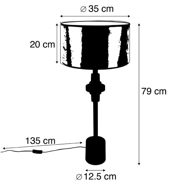 Art deco namizna svetilka z žametnim odtenkom zelena 35 cm - Diverso