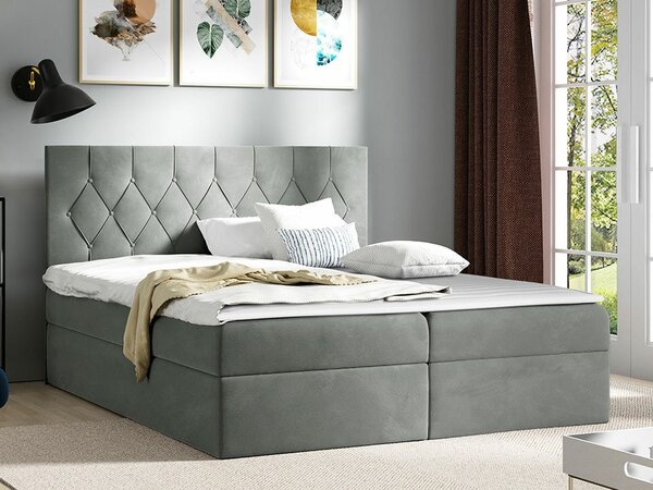 Boxspring postelja Baltimore 159, 120x200, Blago, Posteljno dno, 127x208x103cm, Vzmetnica