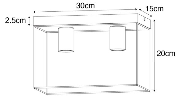 Minimalistična stropna svetilka črna z zlatom 2-light - Kodi