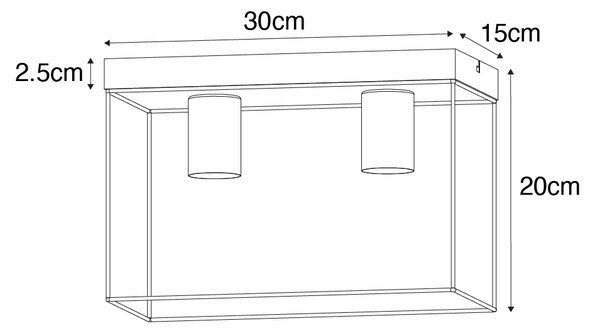 Minimalistična stropna svetilka črna 2 luči - Kodi