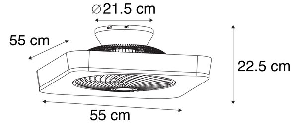 Stropni ventilator kvadratne črne barve vklj. LED zatemnitev - Climo