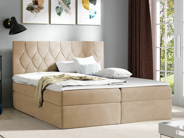 Boxspring postelja Baltimore 159, 200x200, Blago, Posteljno dno, 207x208x103cm, Vzmetnica