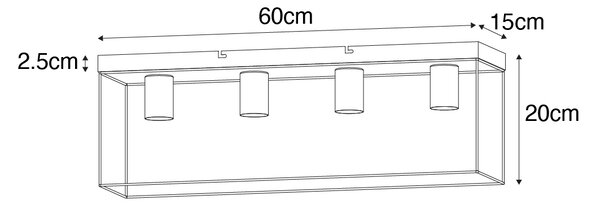 Minimalistična stropna svetilka črna z zlatom 4-luč - Kodi