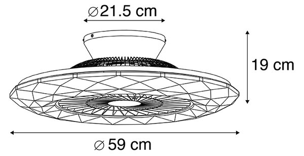 Stropni ventilator srebrne barve vklj. LED z možnostjo zatemnitve v obliki zvezde - Clima