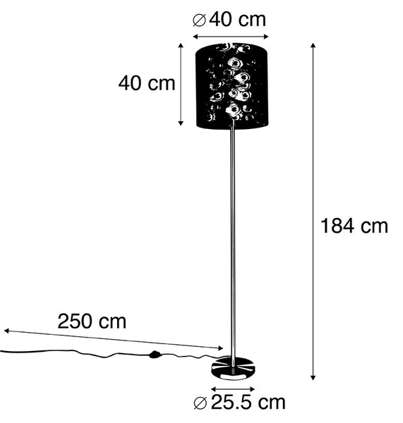 Talna svetilka medenina s pavino senco 40 cm - Simplo