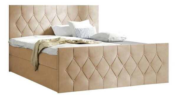 Boxspring postelja Baltimore 161, 140x200, Blago, Posteljno dno, 147x216x103cm, Vzmetnica