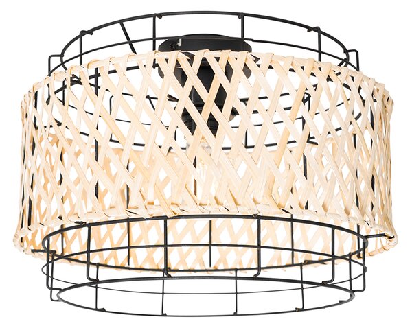 Orientalska stropna svetilka črna z bambusom - Irena