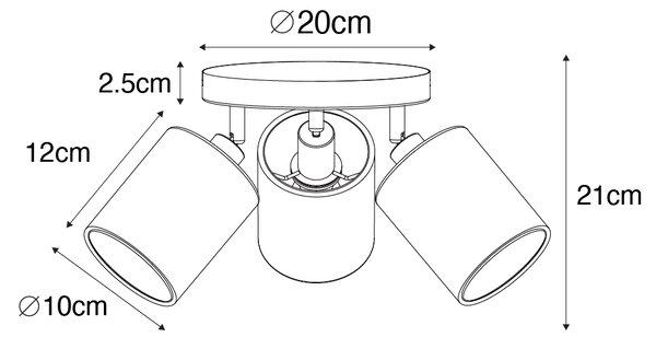 Moderna pikčasta črna z zlato 3-light - Lofty