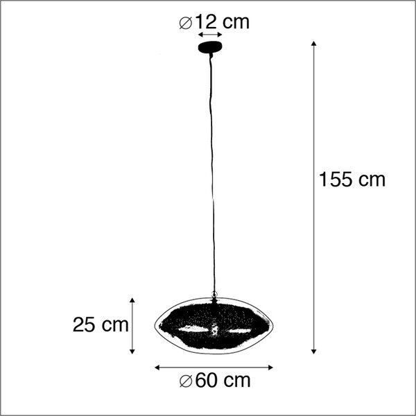 Dizajn viseča svetilka črna z zlatom 60 cm - Radiance