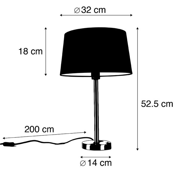 Sodobna namizna svetilka jeklo s črno senco 35 cm - Simplo