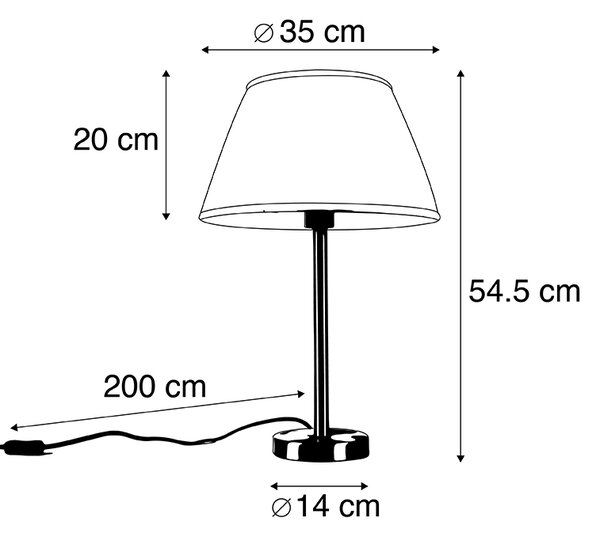 Klasična namizna svetilka jeklo z nagubanim odtenkom bela 35 cm - Simplo