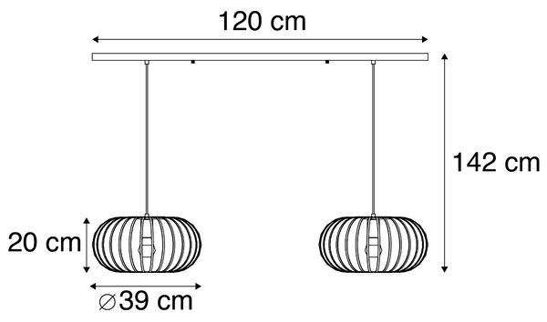 Dizajnerska viseča svetilka iz medenine 2 -light - Johanna