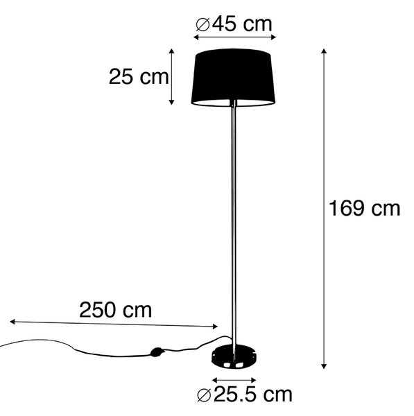 Sodobna talna svetilka jeklo s črno senco 45 cm - Simplo